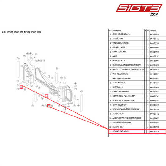 SEALING RING A 16X22 - 90012315230 [PORSCHE 996 GT3 Cup]