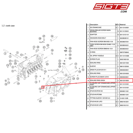 SEALING RING 20X24 - 90012315920 [PORSCHE 991.2 GT3 Cup]