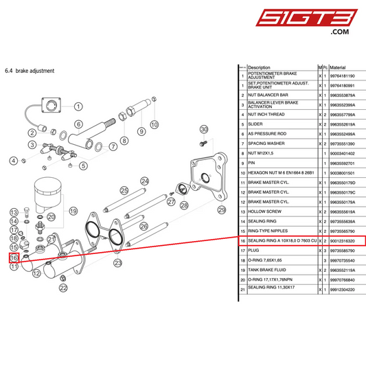 SEALING RING A 10X18,0 D 7603 CU - 90012316320 [PORSCHE 997.2 GT3 Cup]