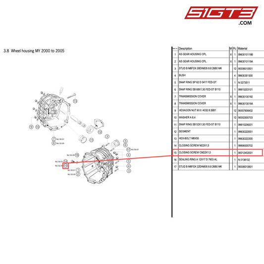 CLOSING SCREW CM22X1,5 - 90012402001 [PORSCHE 996 GT3 Cup]