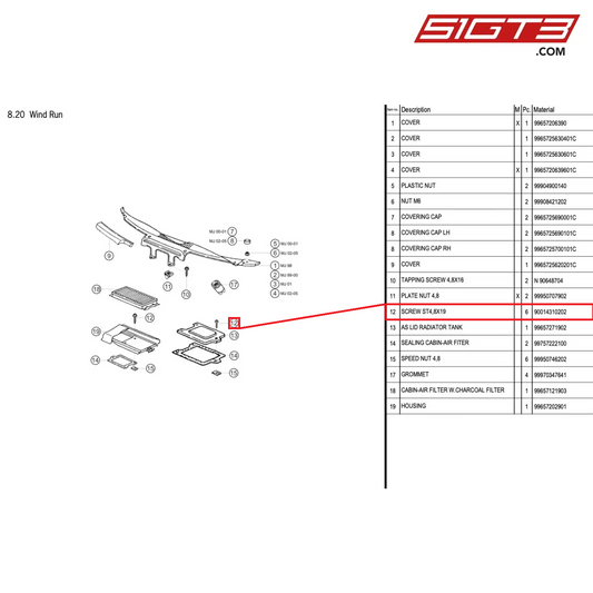 SCREW ST4,8X19 - 90014310202 [PORSCHE 996 GT3 Cup]