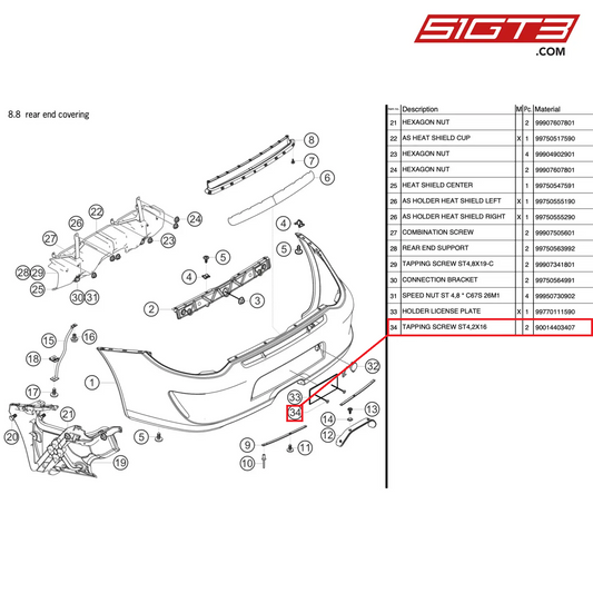 TAPPING SCREW ST4,2X16 - 90014403407 [PORSCHE 997.2 GT3 Cup]