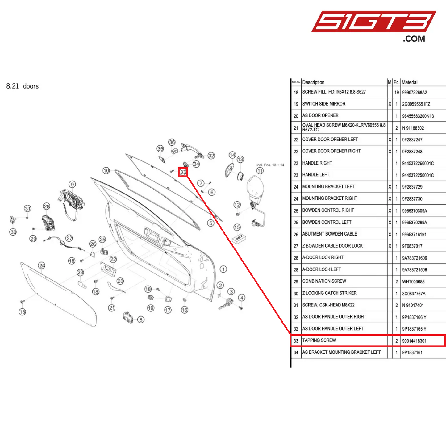 TAPPING SCREW - 90014418301 [PORSCHE 718 Cayman GT4 Clubsport]