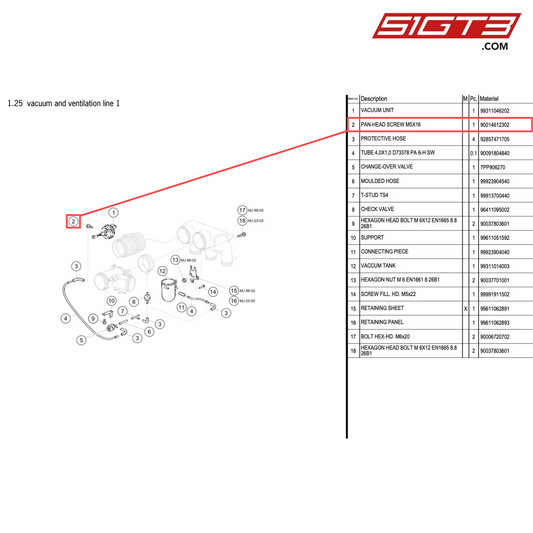 PAN-HEAD SCREW M5X16 - 90014612302 [PORSCHE 996 GT3 Cup]