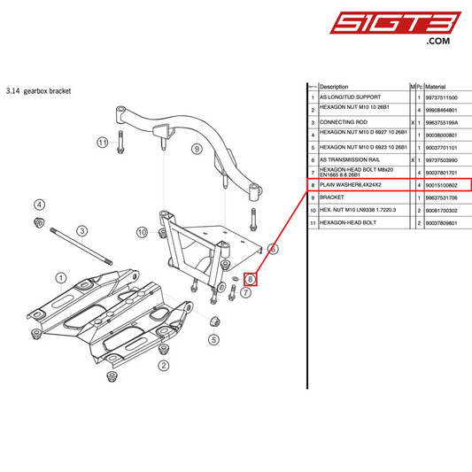 PLAIN WASHER8,4X24X2 - 90015100802 [PORSCHE 997.2 GT3 Cup]