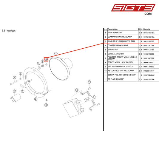 WASHER 5 *I 7093 200HV A C343 - 90015102703 [PORSCHE 991.1 GT3 R]