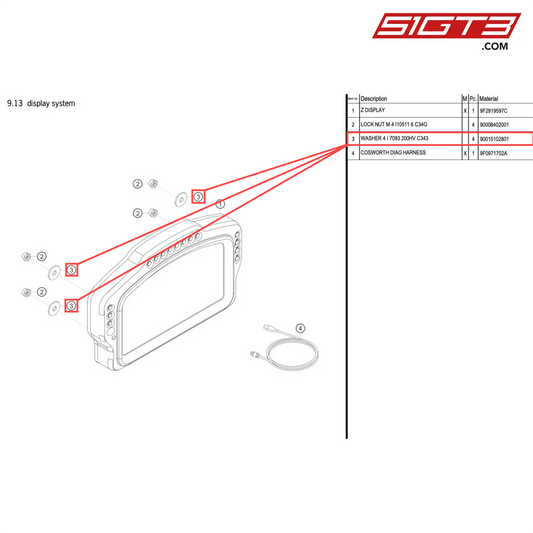 WASHER 4 I 7093 200HV C343 - 90015102801 [PORSCHE 718 Cayman GT4 Clubsport]