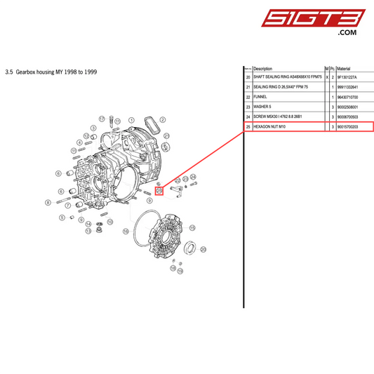 HEXAGON NUT M10 - 90015700203 [PORSCHE 996 GT3 Cup]