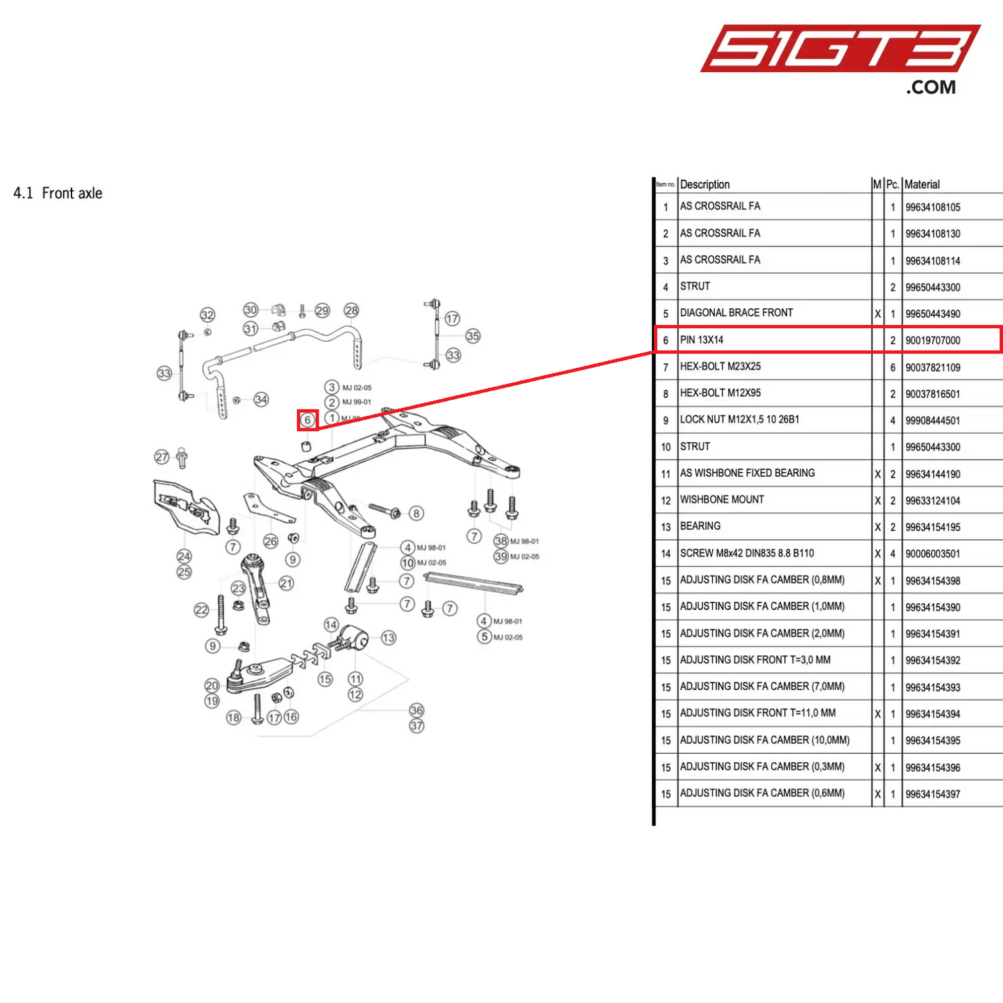 PIN 13X14 - 90019707000 [PORSCHE 996 GT3 Cup]