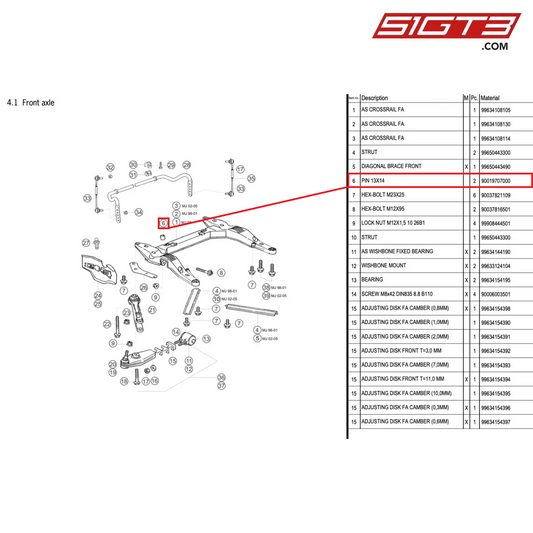 PIN 13X14 - 90019707000 [PORSCHE 996 GT3 Cup]