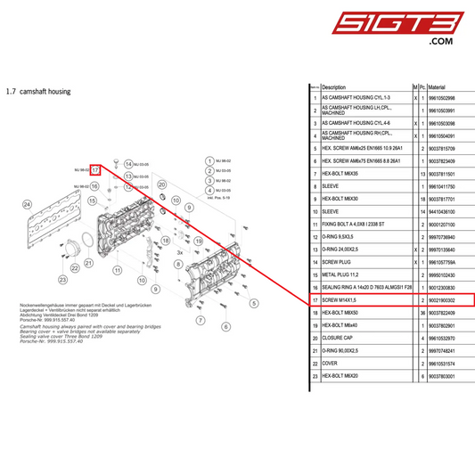 SCREW M14X1,5 - 90021900302 [PORSCHE 996 GT3 Cup]