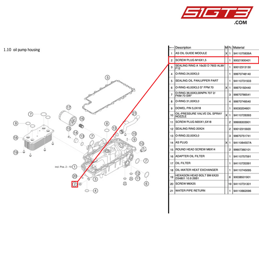 SCREW PLUG M16X1,5 - 90021900401 [PORSCHE 991.2 GT3 Cup]