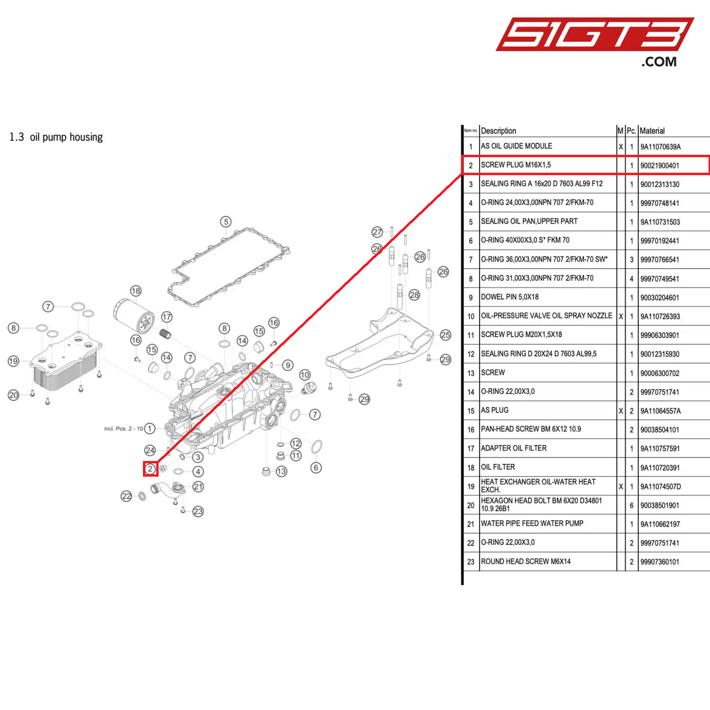 SCREW PLUG M16X1,5 - 90021900401 [PORSCHE 991.2 GT3 R]