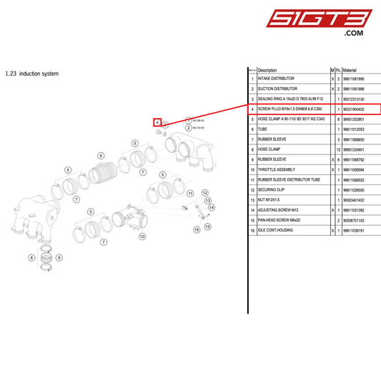 SCREW PLUG M16x1,5 DIN908 6.8 C350 - 90021900402 [PORSCHE 996 GT3 Cup]