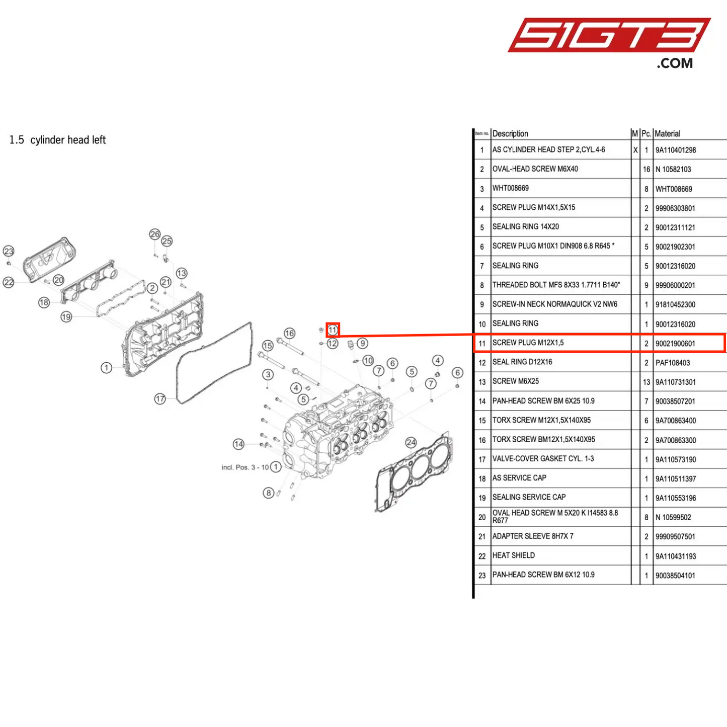 SCREW PLUG M12X1,5 - 90021900601 [PORSCHE 991.1 GT3 Cup (2017)]