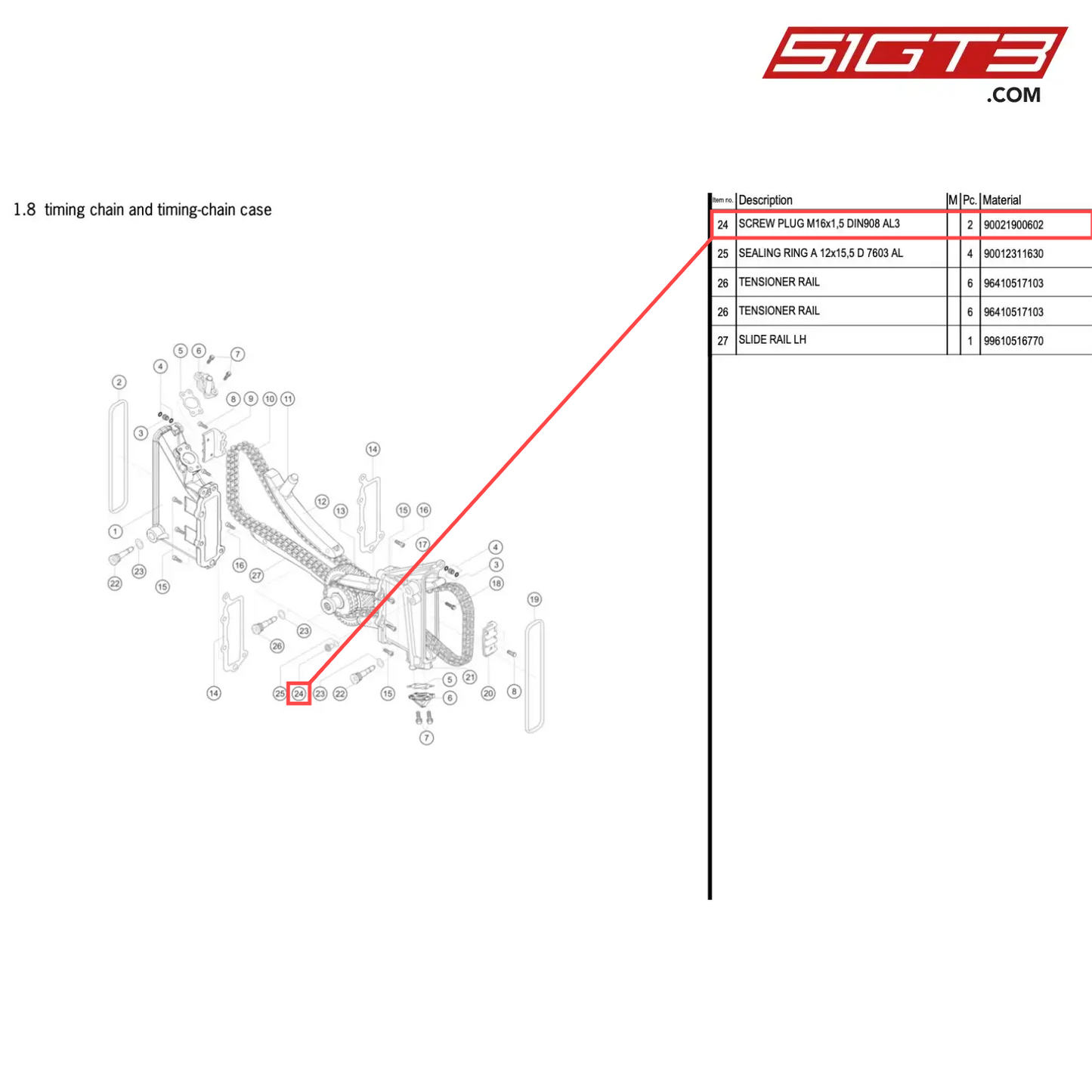 SCREW PLUG M16x1,5 DIN908 AL3 - 90021900602 [PORSCHE 996 GT3 Cup]