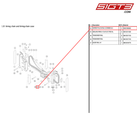 SCREW PLUG M16x1,5 DIN908 AL3 - 90021900602 [PORSCHE 996 GT3 Cup]