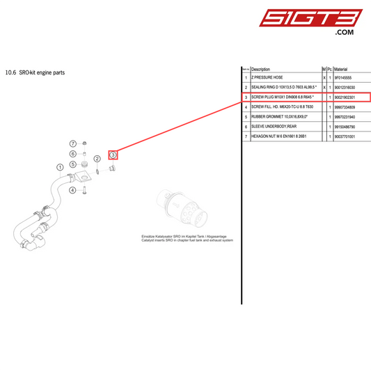 SCREW PLUG M10X1 DIN908 6.8 R645 * - 90021902301 [PORSCHE 911 GT2 RS Clubsport]