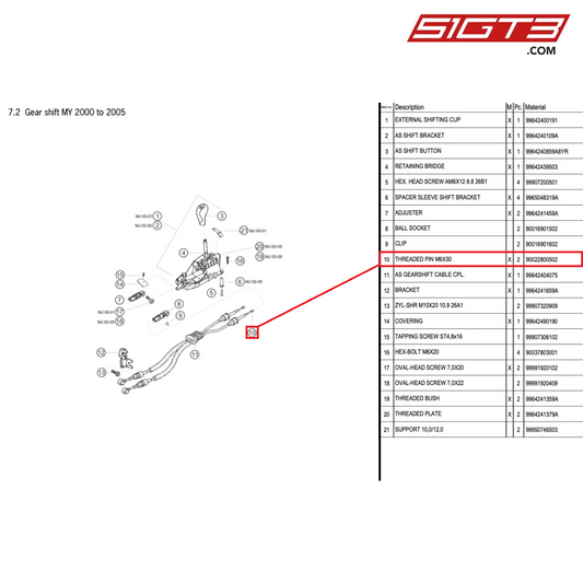 THREADED PIN M6X30 - 90022800502 [PORSCHE 996 GT3 Cup]