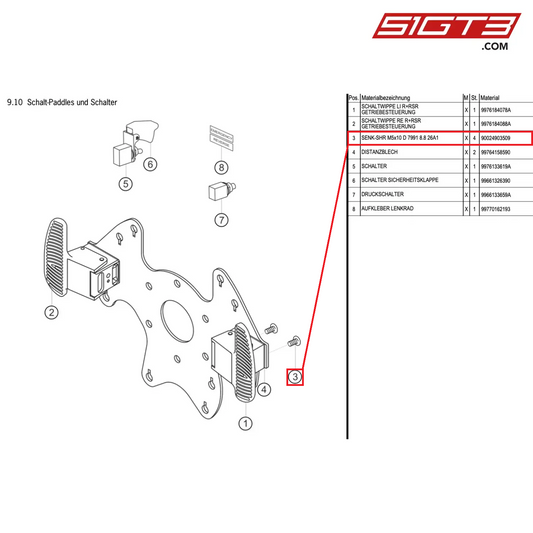 COUNTERSUNK SCREW M5x10 D 7991 8.8 26A1 - 90024903509 [PORSCHE 997.1 GT3 R]