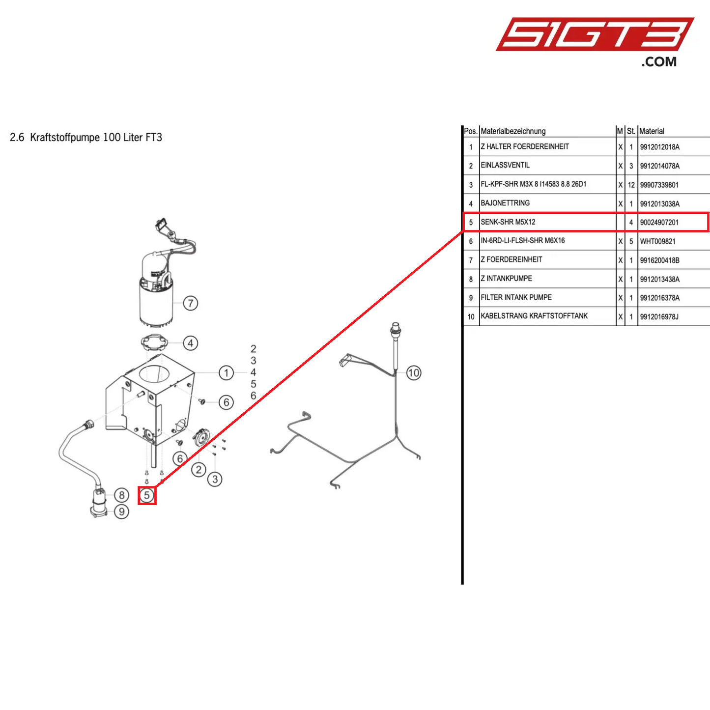 COUNTERSUNK-HEAD SCREW M5X12 - 90024907201 [PORSCHE Cayman 981 GT4 Clubsport]