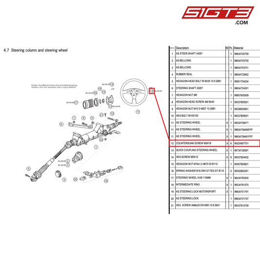 COUNTERSUNK SCREW M5X18 - 90024907701 [PORSCHE 996 GT3 Cup]