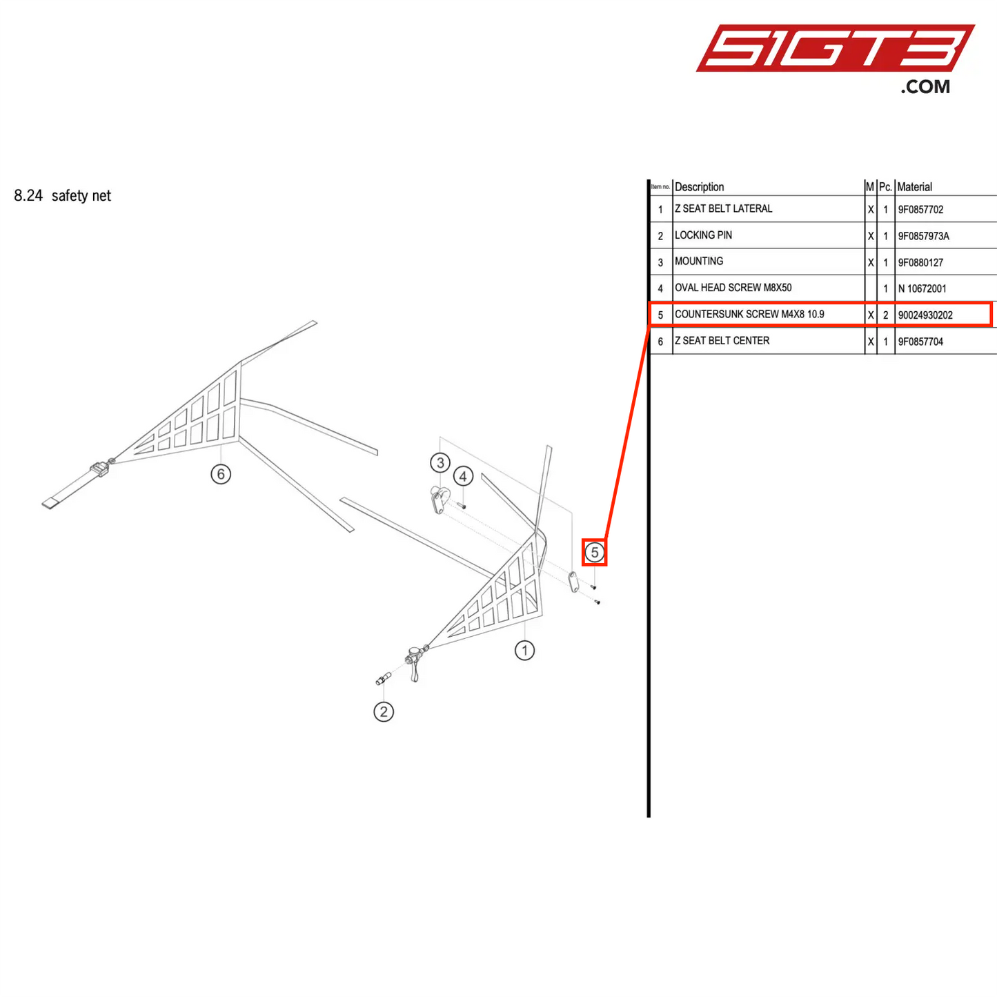 COUNTERSUNK SCREW M4X8 10.9 - 90024930202 [PORSCHE 992.1 GT3 R]