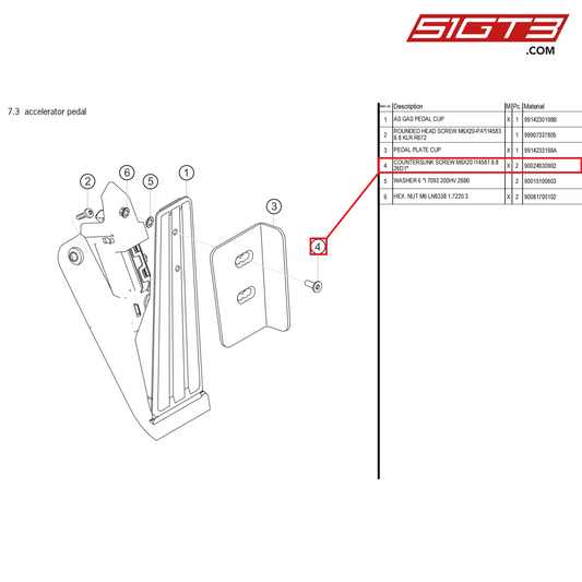 COUNTERSUNK SCREW M6X20 I14581 8.8 26D1* - 90024930902 [PORSCHE 718 Cayman GT4 Clubsport]