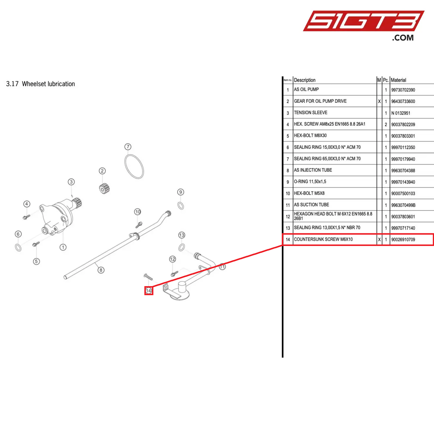 COUNTERSUNK SCREW M6X10 - 90026910709 [PORSCHE 996 GT3 Cup]