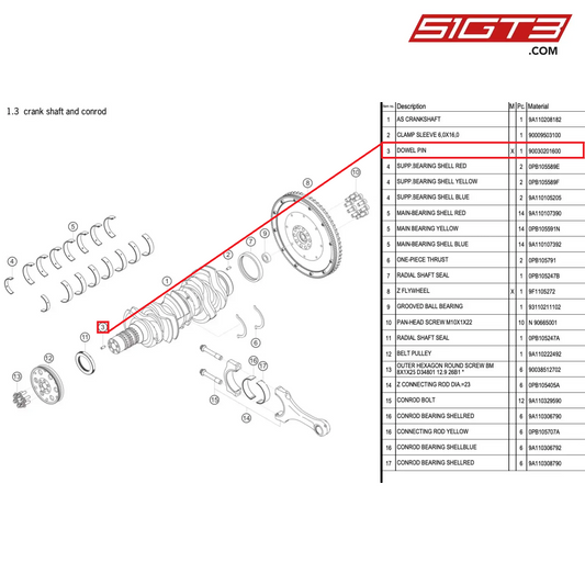 DOWEL PIN - 90030201600 [PORSCHE 991.1 GT3 Cup (2017)]