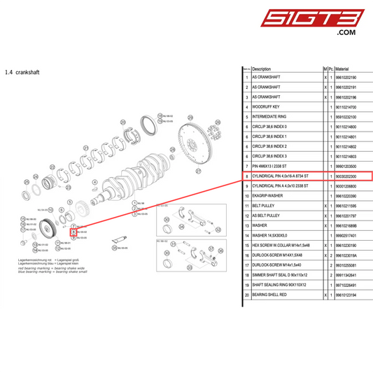 CYLINDRICAL PIN 4,0x16-A 8734 ST - 90030202300 [PORSCHE 996 GT3 Cup]