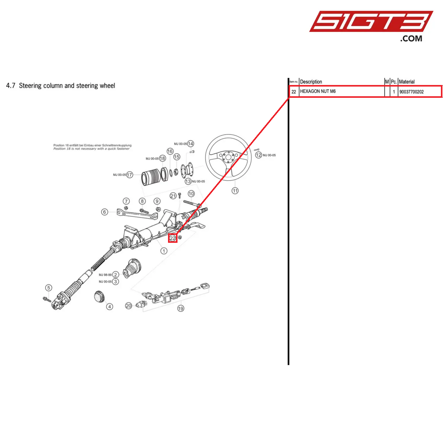 HEXAGON NUT M6 - 90037700202 [PORSCHE 996 GT3 Cup]