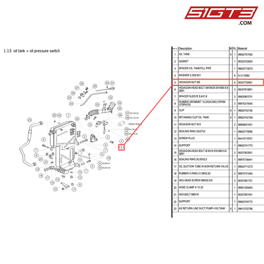 HEXAGON NUT M5 - 90037700901 [PORSCHE 996 GT3 Cup]