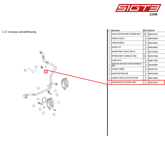 HEXAGON NUT M 6 EN1661 8 26B1 - 90037701001 [PORSCHE 996 GT3 Cup]