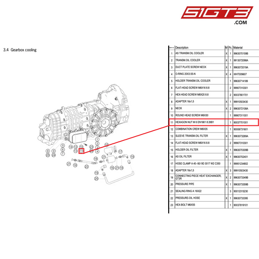 HEXAGON NUT M 6 EN1661 8 26B1 - 90037701001 [PORSCHE 996 GT3 Cup]