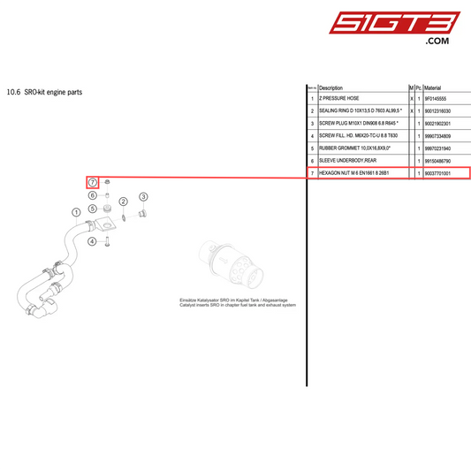 HEXAGON NUT M 6 EN1661 8 26B1 - 90037701001 [PORSCHE 911 GT2 RS Clubsport]