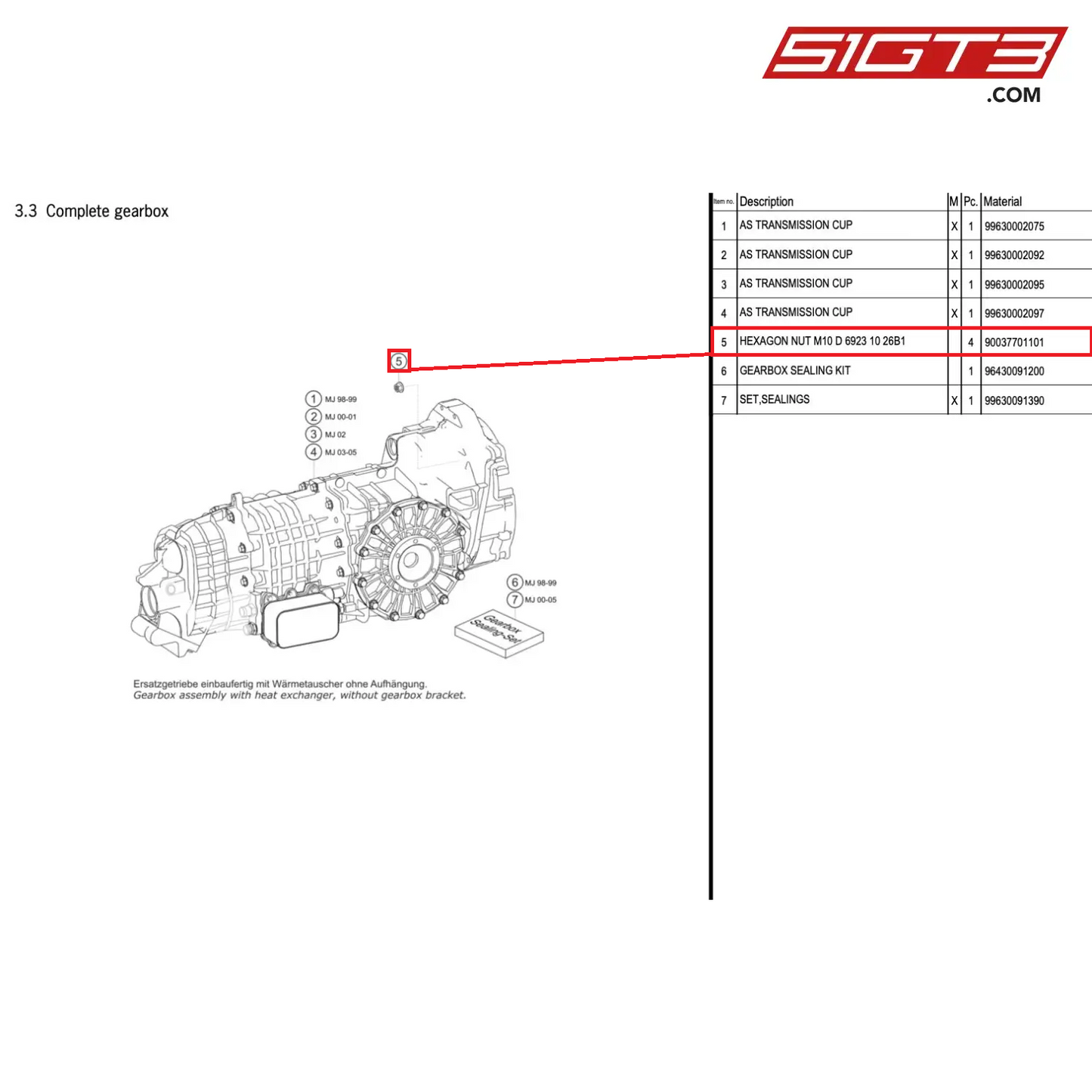 HEXAGON NUT M10 D 6923 10 26B1 - 90037701101 [PORSCHE 996 GT3 Cup]