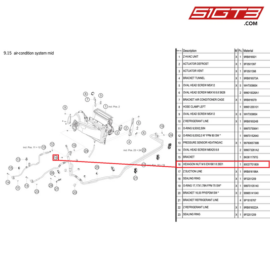 HEXAGON NUT M 6 EN1661 8 26D1 - 90037701809 [PORSCHE 992.1 GT3 R]