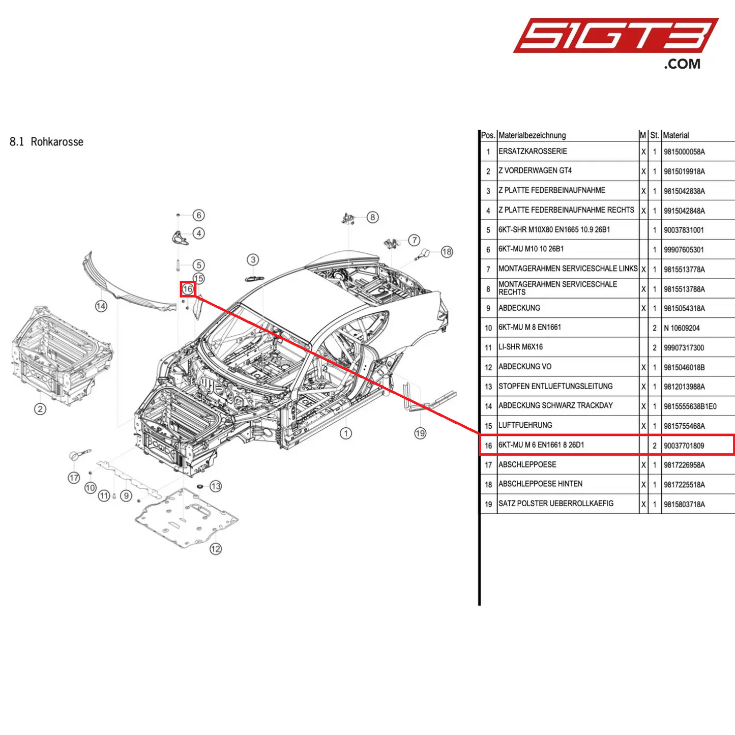 HEXAGON NUT M 6 EN1661 8 26D1 - 90037701809 [PORSCHE Cayman 981 GT4 Clubsport]