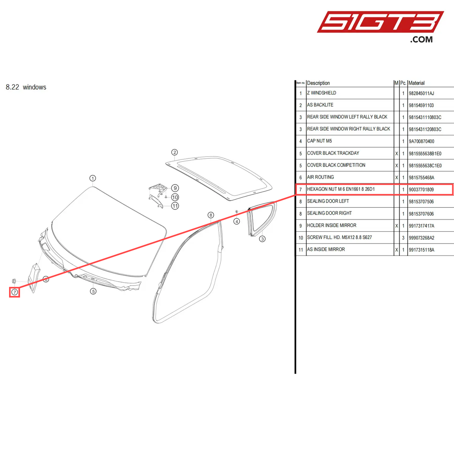 HEXAGON NUT M 6 EN1661 8 26D1 - 90037701809 [PORSCHE 718 Cayman GT4 Clubsport]