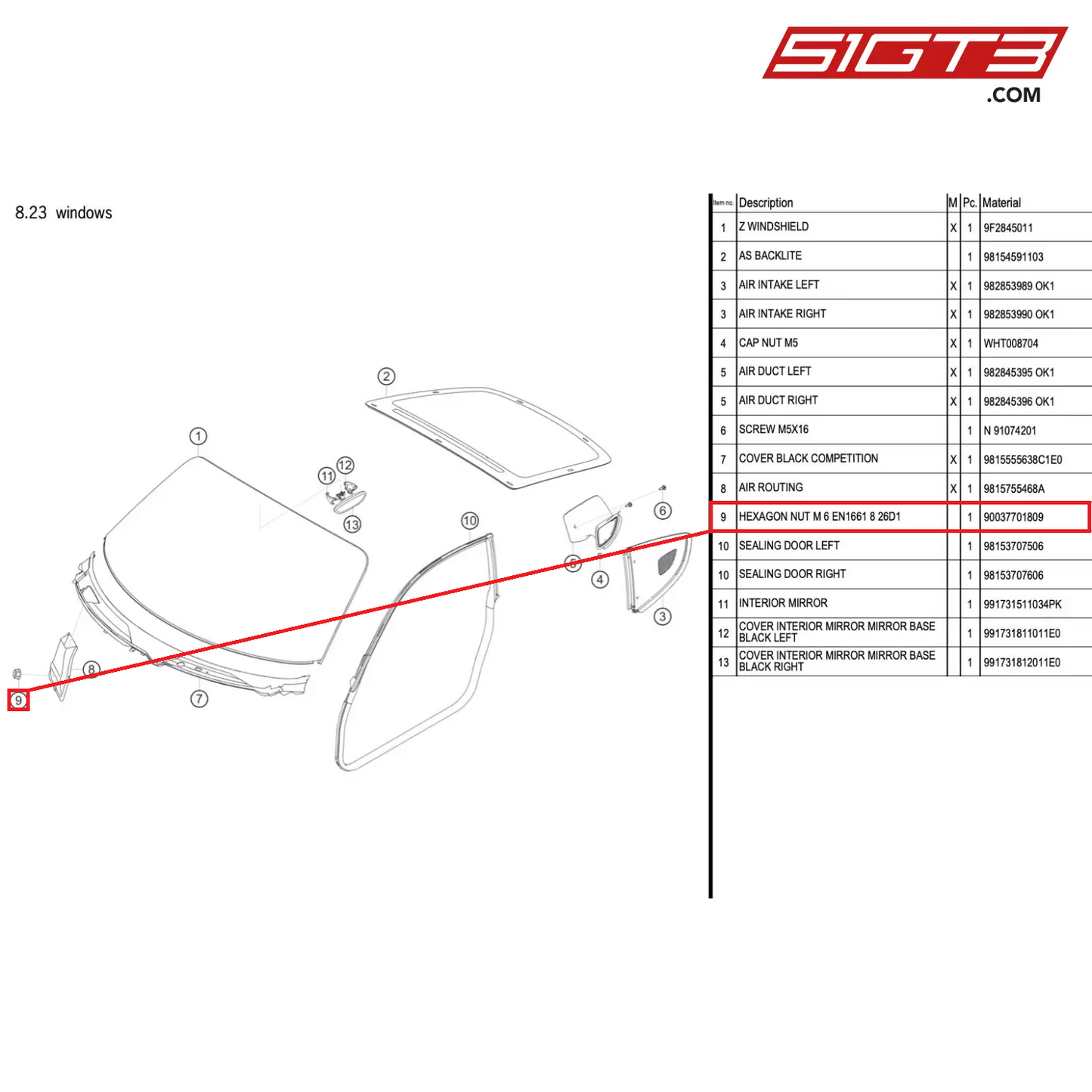 HEXAGON NUT M 6 EN1661 8 26D1 - 90037701809 [PORSCHE 718 Cayman GT4 RS Clubsport]