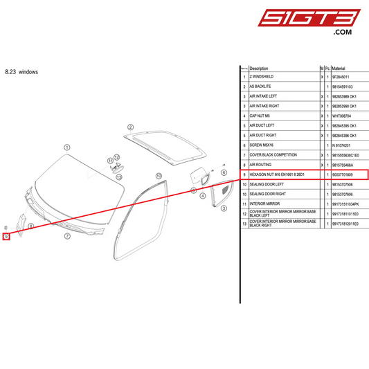 HEXAGON NUT M 6 EN1661 8 26D1 - 90037701809 [PORSCHE 718 Cayman GT4 RS Clubsport]