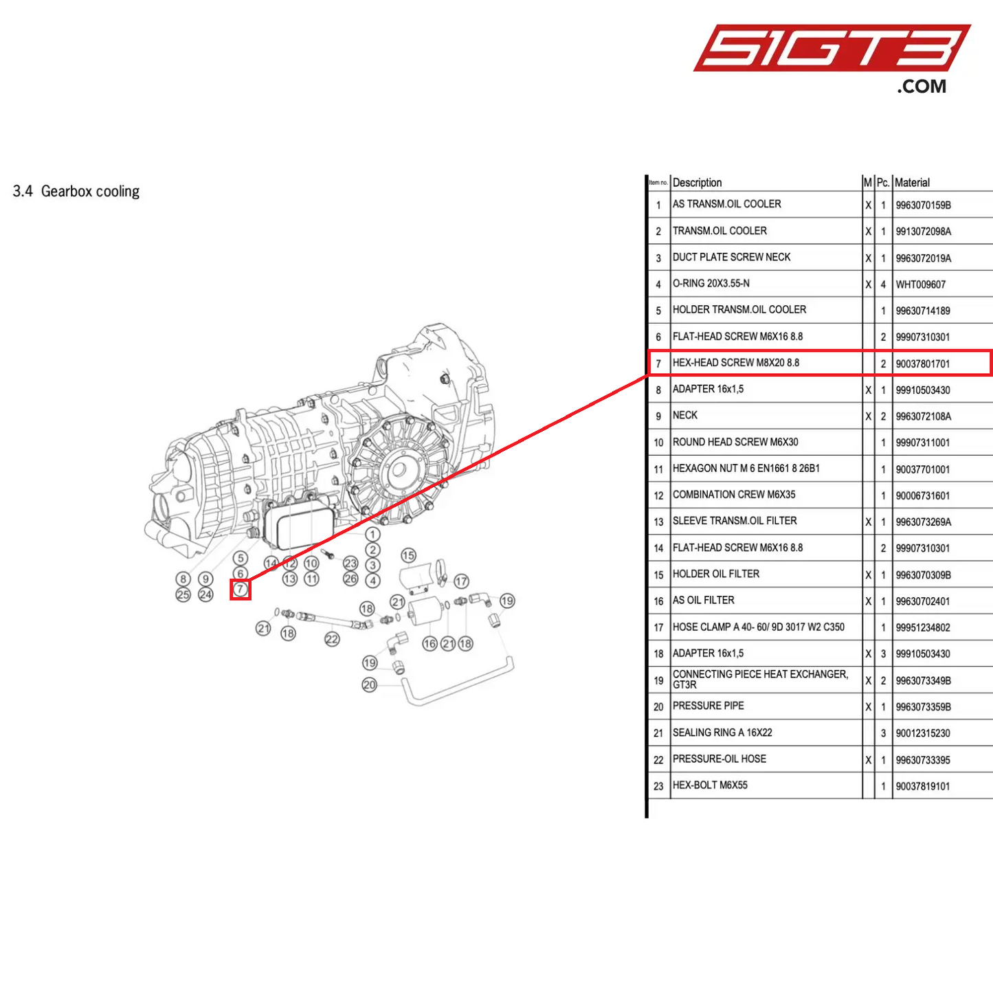 HEX-HEAD SCREW M8X20 8.8 - 90037801701 [PORSCHE 996 GT3 Cup]