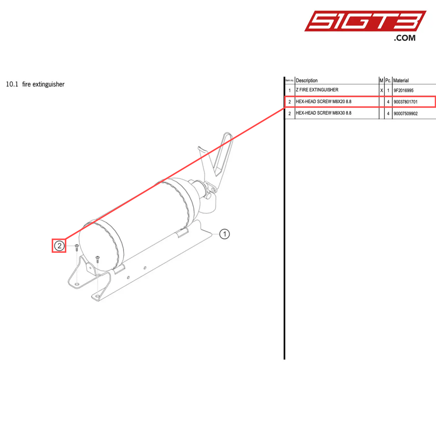 HEX-HEAD SCREW M8X20 8.8 - 90037801701 [PORSCHE 718 Cayman GT4 Clubsport]