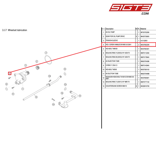 HEX. SCREW AM8x25 EN1665 8.8 26A1 - 90037802209 [PORSCHE 996 GT3 Cup]