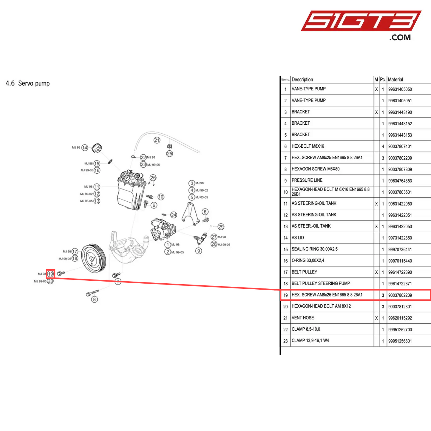 HEX. SCREW AM8x25 EN1665 8.8 26A1 - 90037802209 [PORSCHE 996 GT3 Cup]