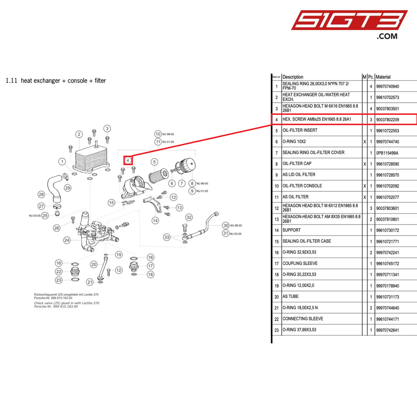 HEX. SCREW AM8x25 EN1665 8.8 26A1 - 90037802209 [PORSCHE 996 GT3 Cup]