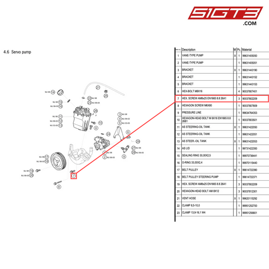 HEX. SCREW AM8x25 EN1665 8.8 26A1 - 90037802209 [PORSCHE 996 GT3 Cup]