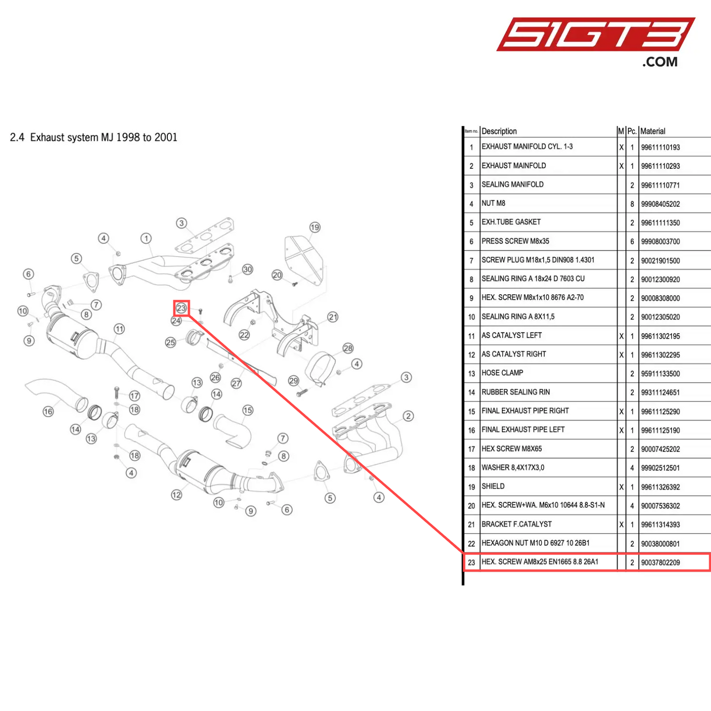 HEX. SCREW AM8x25 EN1665 8.8 26A1 - 90037802209 [PORSCHE 996 GT3 Cup]