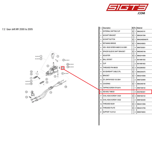 HEX-BOLT M6X20 - 90037803001 [PORSCHE 996 GT3 Cup]